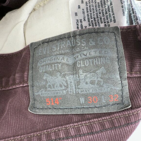 LEVI’S 514 sz 30 X 32 Straight Burgundy Corduroy‎ Pants - Picture 7 of 7